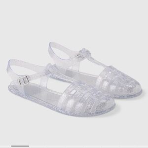 Gap silver glitter jelly shoes.